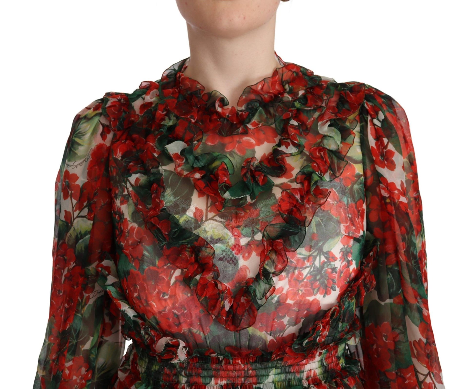 Dolce & Gabbana Multicolor Red Floral Silk Long Maxi Dress - Whispers Of Wisdom Clothing