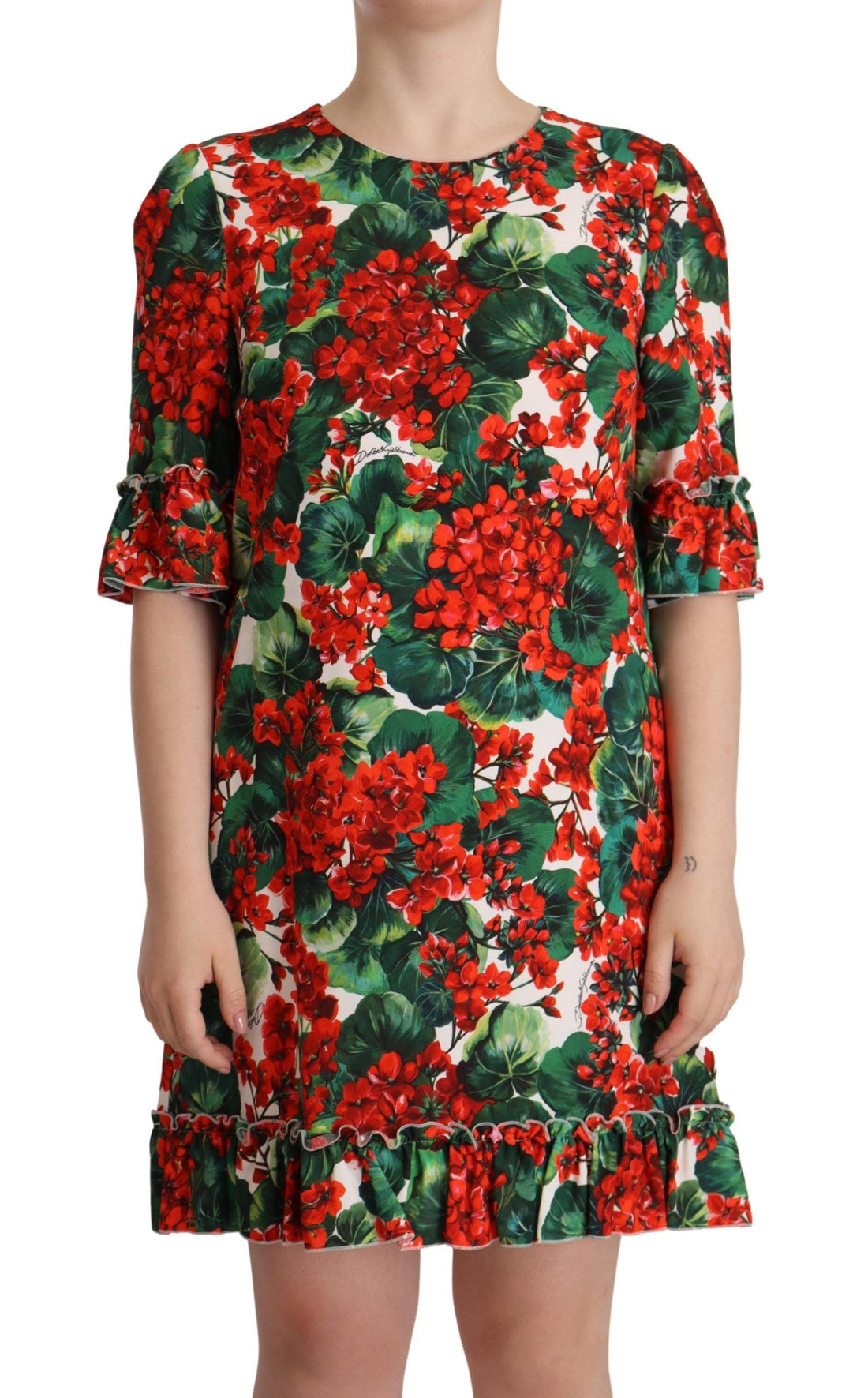 Dolce & Gabbana Multicolor Red Floral Shift Gown Dress - Whispers Of Wisdom Clothing