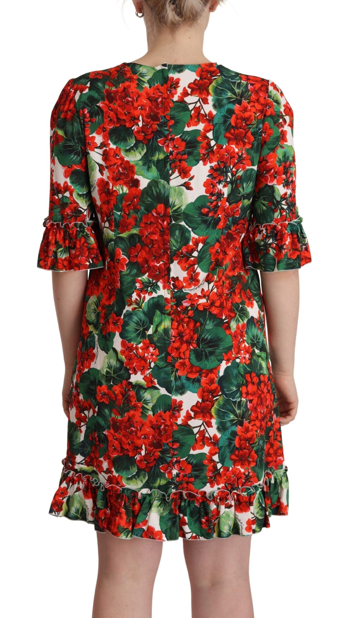 Dolce & Gabbana Multicolor Red Floral Shift Gown Dress - Whispers Of Wisdom Clothing