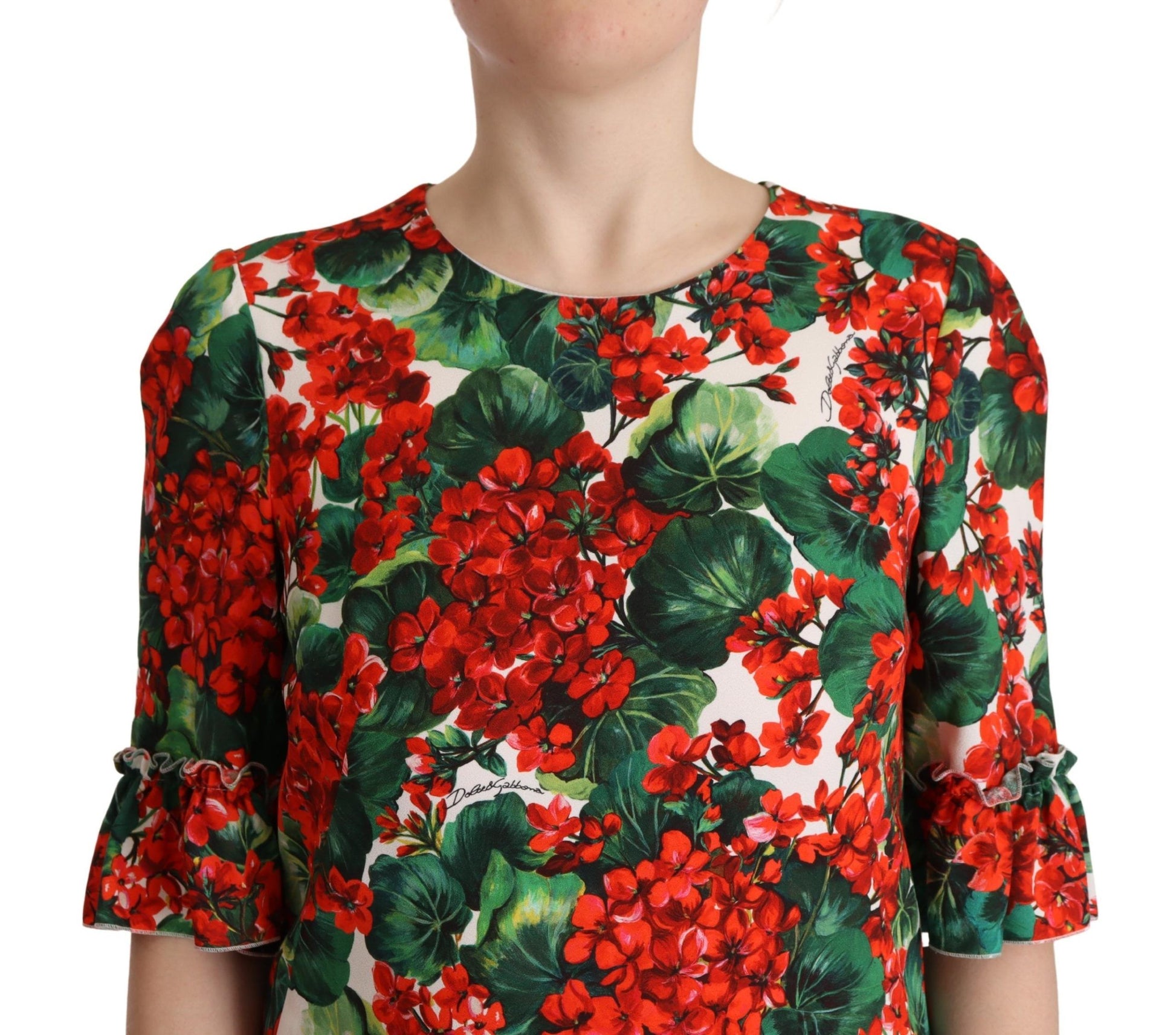 Dolce & Gabbana Multicolor Red Floral Shift Gown Dress - Whispers Of Wisdom Clothing