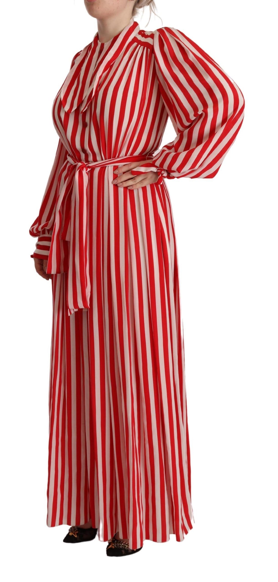 Dolce & Gabbana White Red Silk A-Line Shift Gown Dress - Whispers Of Wisdom Clothing