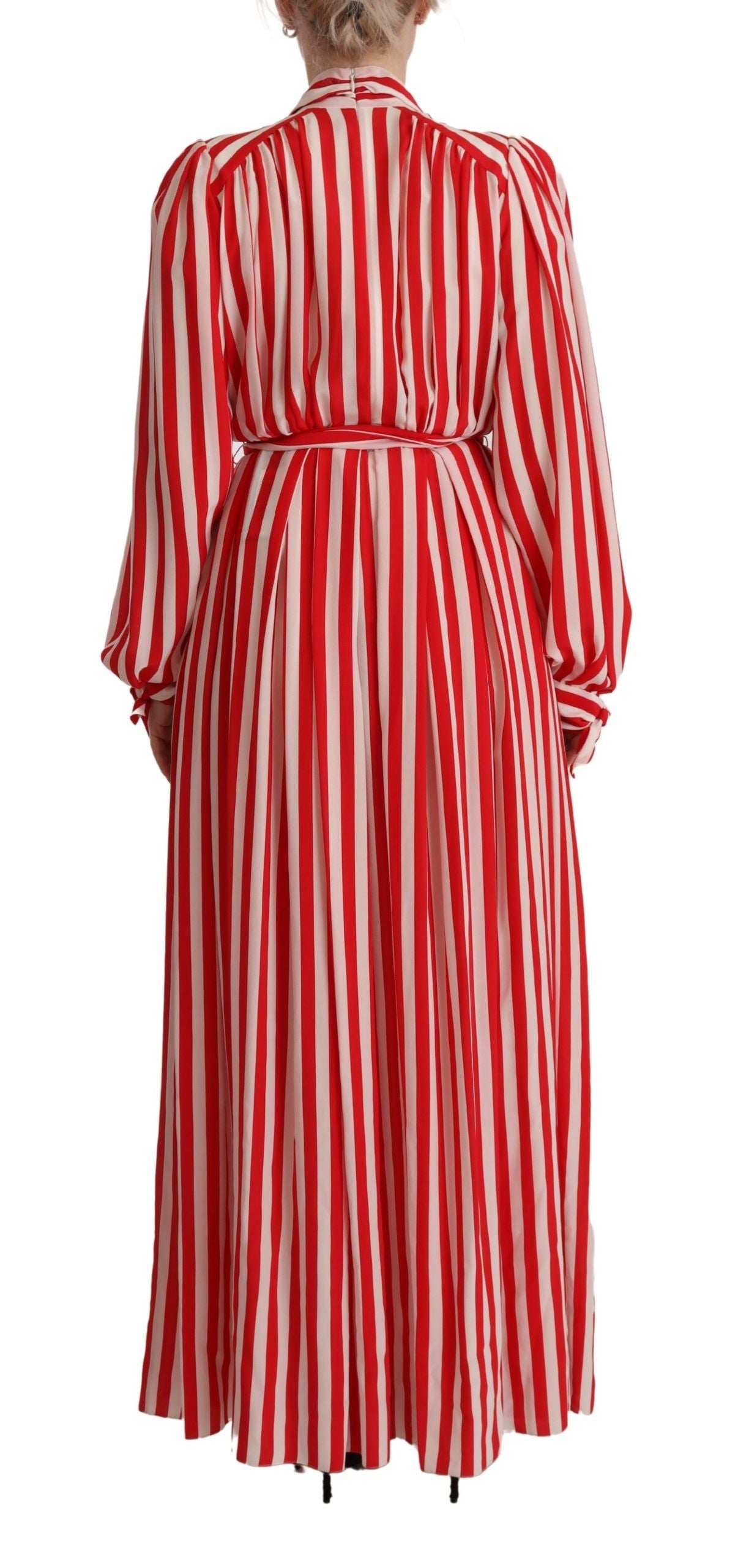 Dolce & Gabbana White Red Silk A-Line Shift Gown Dress - Whispers Of Wisdom Clothing