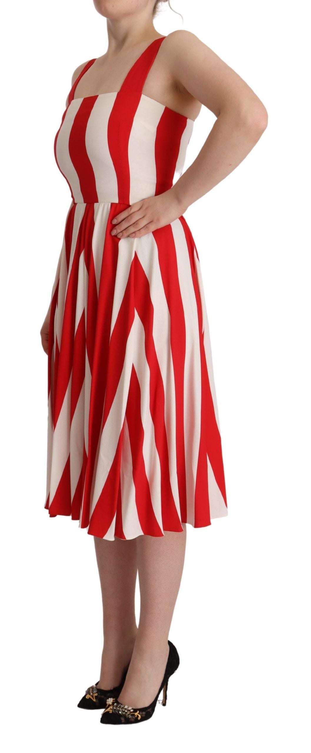 Dolce & Gabbana White Red Stretch Shift A-line Gown Dress - Whispers Of Wisdom Clothing