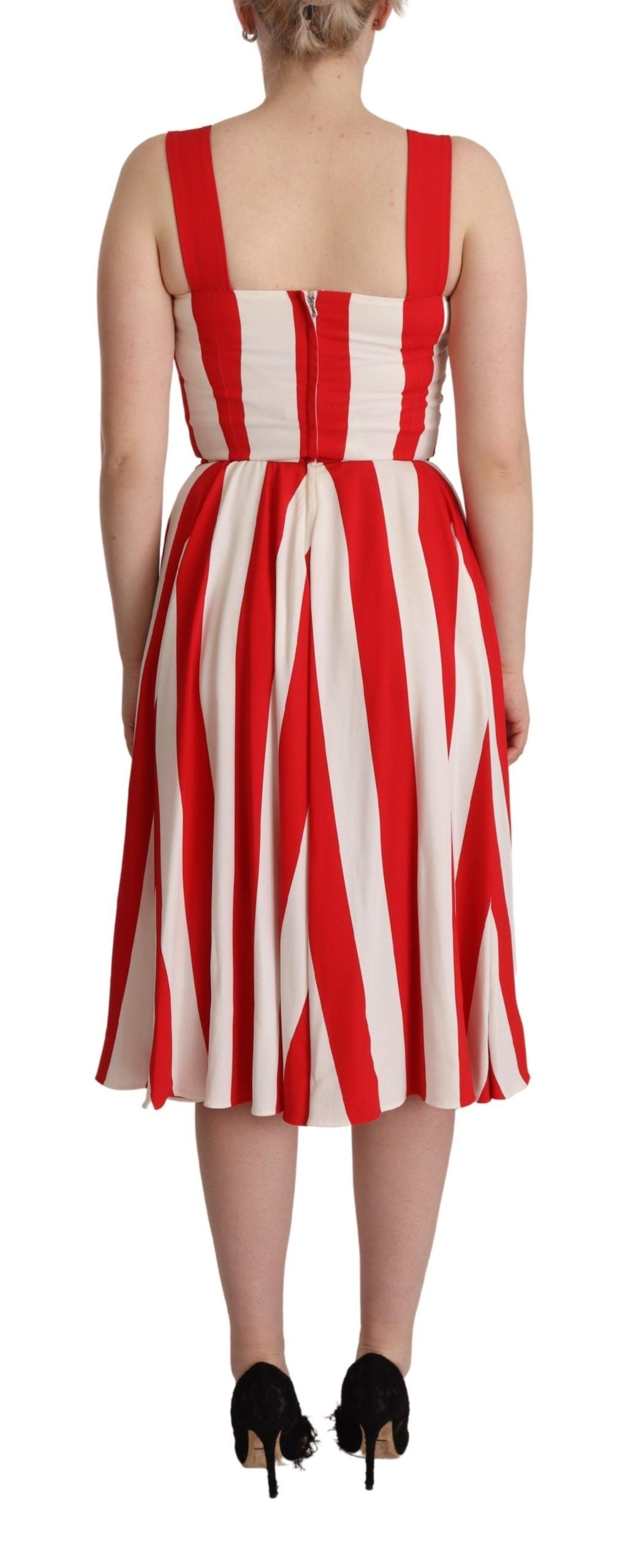 Dolce & Gabbana White Red Stretch Shift A-line Gown Dress - Whispers Of Wisdom Clothing