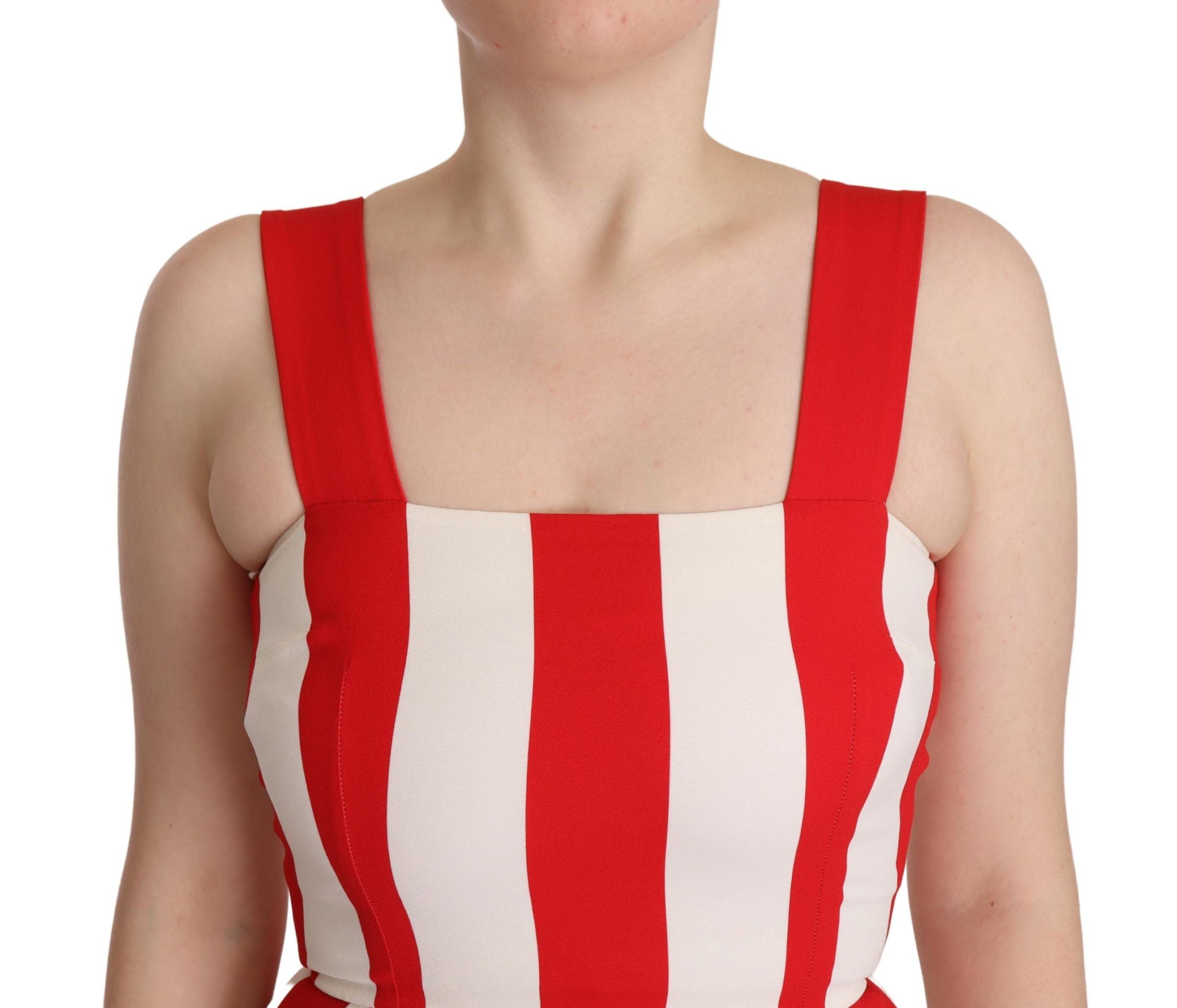 Dolce & Gabbana White Red Stretch Shift A-line Gown Dress - Whispers Of Wisdom Clothing