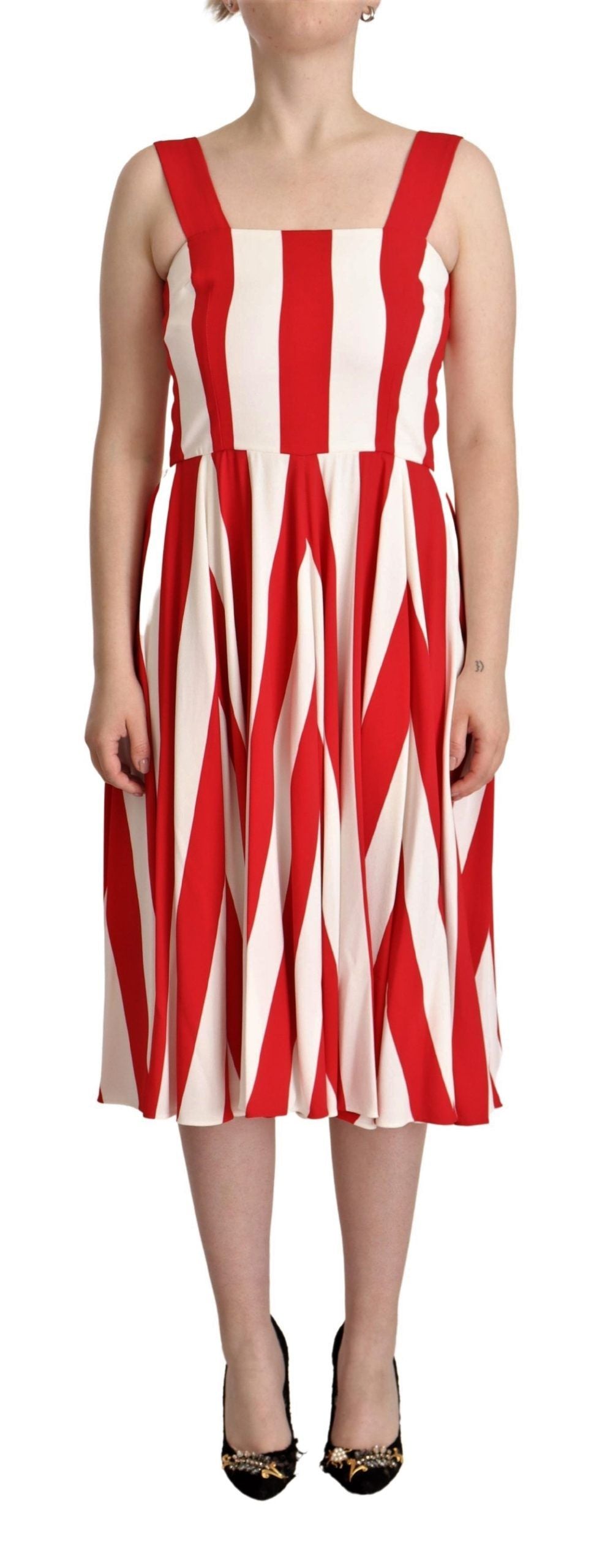 Dolce & Gabbana White Red Stretch Shift A-line Gown Dress - Whispers Of Wisdom Clothing