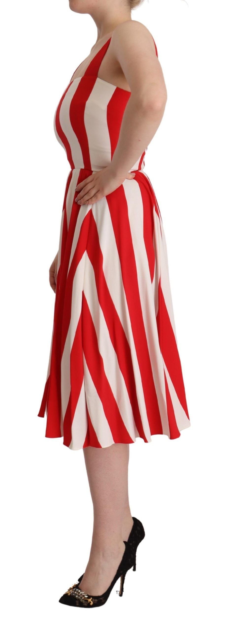 Dolce & Gabbana White Red Stretch Shift A-line Gown Dress - Whispers Of Wisdom Clothing