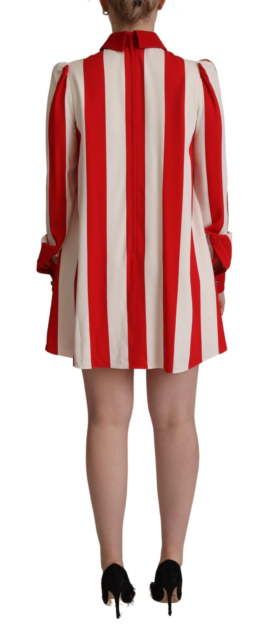 Dolce & Gabbana White Red Stretch Mini Shirt Gown Dress - Whispers Of Wisdom Clothing
