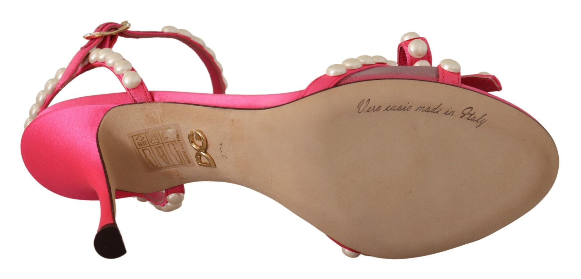 Dolce & Gabbana Pink Satin White Pearl Crystals Heels Shoes - Whispers Of Wisdom Clothing