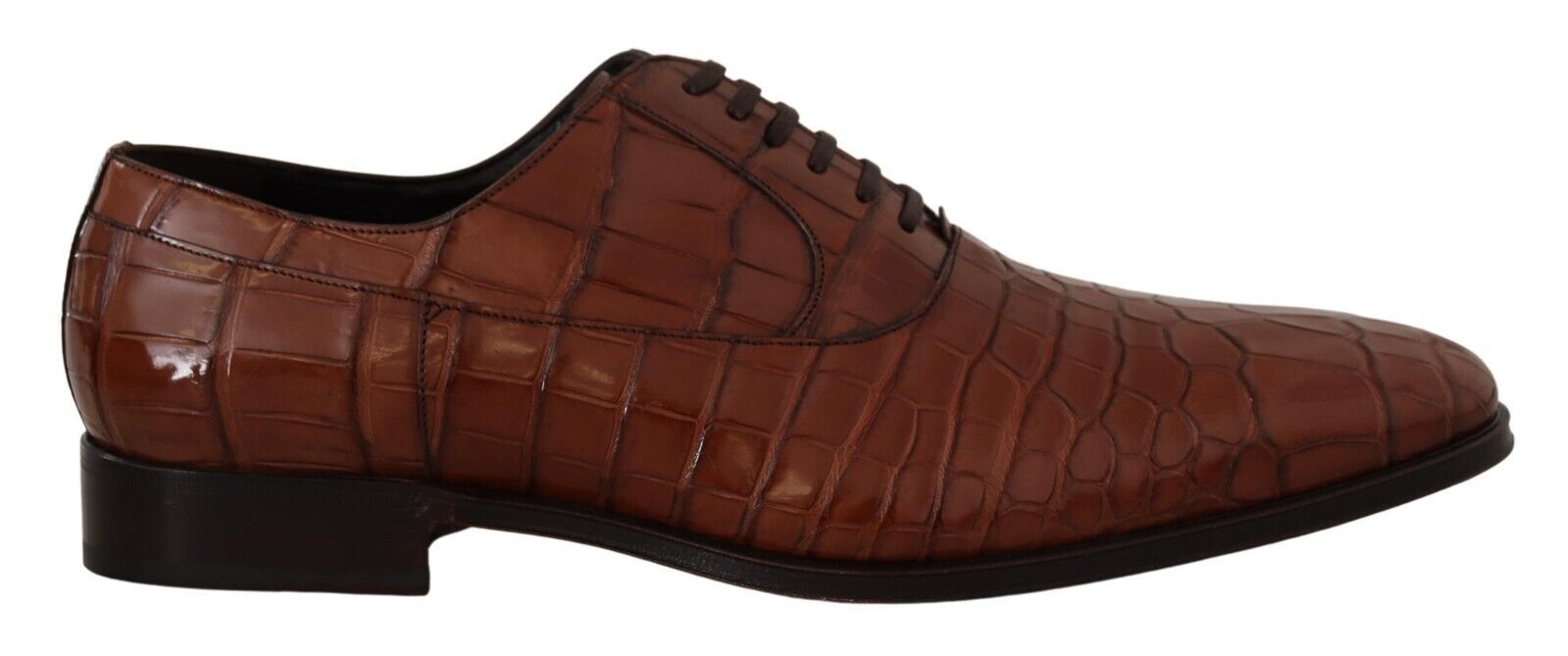 Dolce & Gabbana Brown Crocodile Leather Mens Formal Derby Shoes - Whispers Of Wisdom Clothing