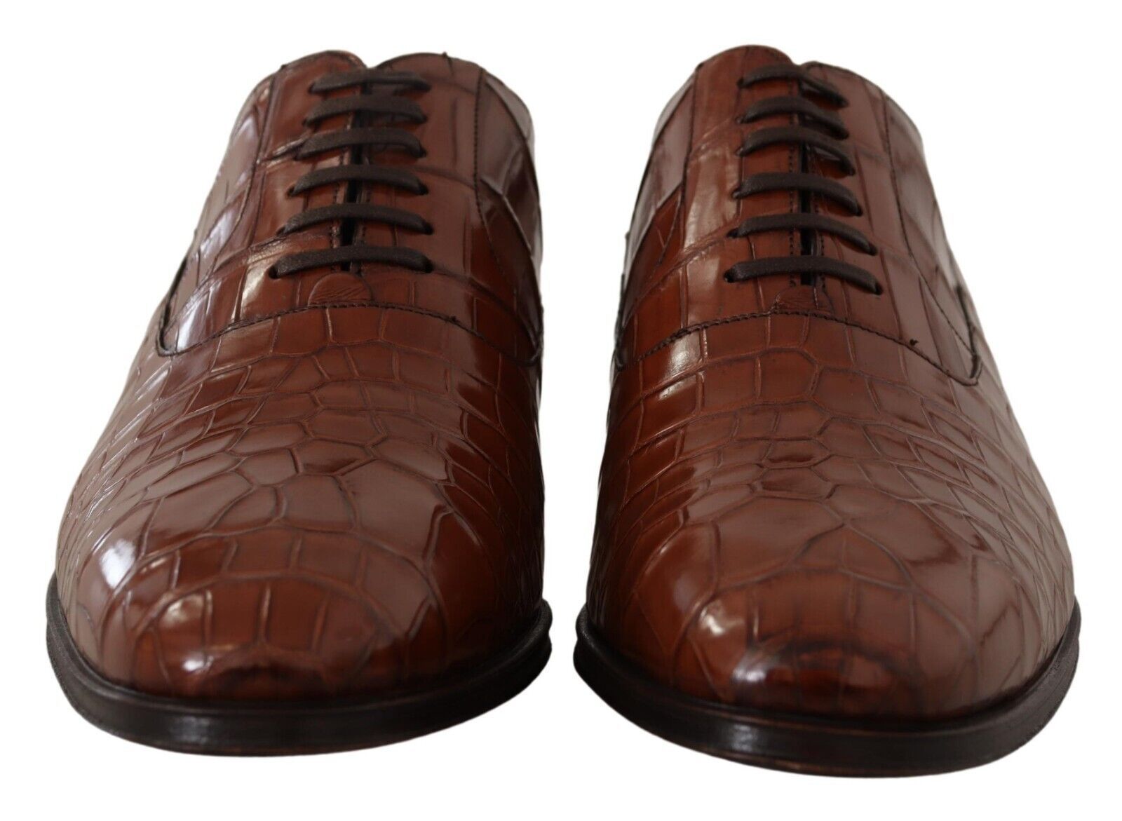 Dolce & Gabbana Brown Crocodile Leather Mens Formal Derby Shoes - Whispers Of Wisdom Clothing