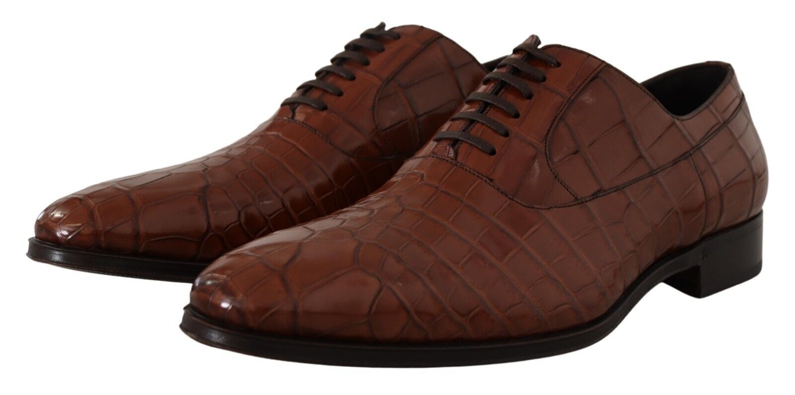 Dolce & Gabbana Brown Crocodile Leather Mens Formal Derby Shoes - Whispers Of Wisdom Clothing