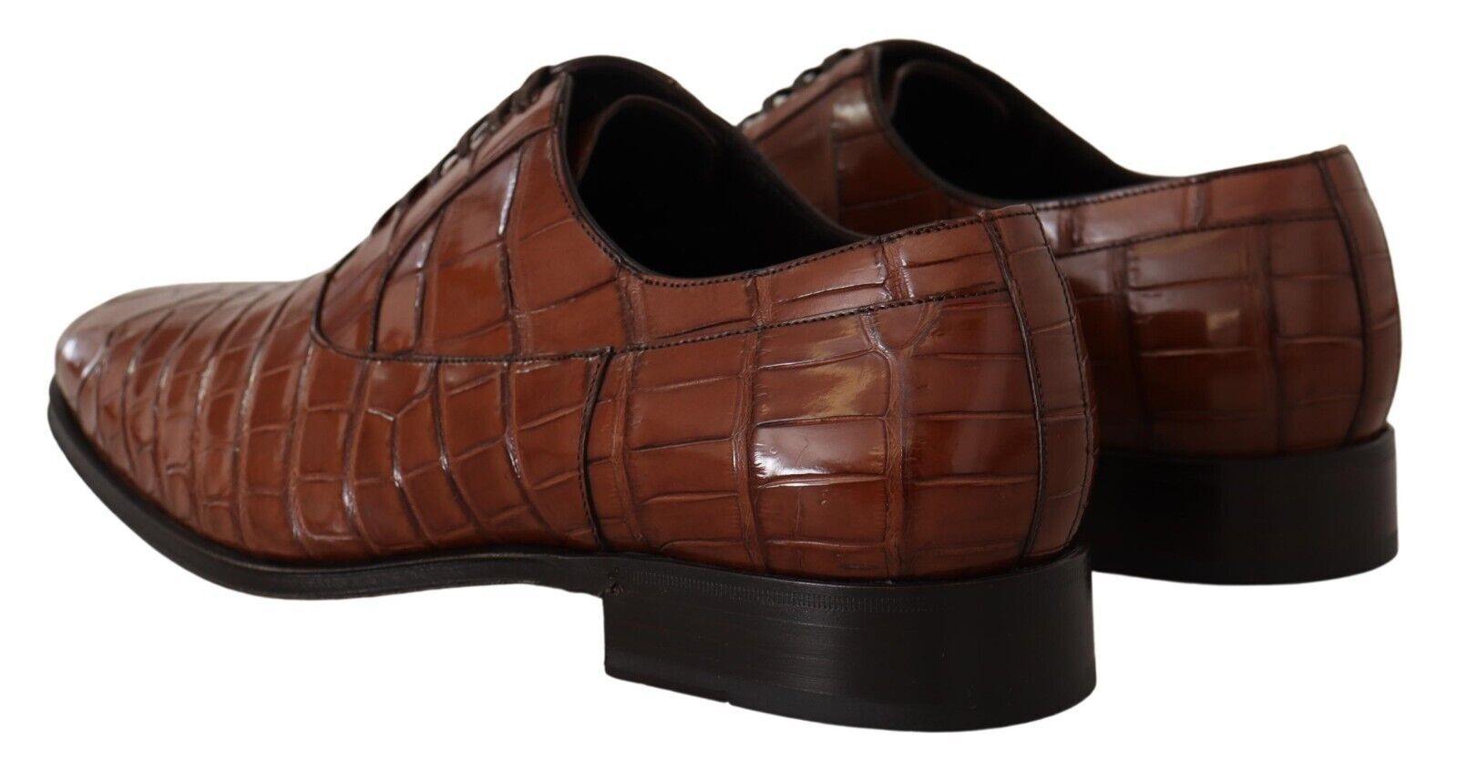 Dolce & Gabbana Brown Crocodile Leather Mens Formal Derby Shoes - Whispers Of Wisdom Clothing