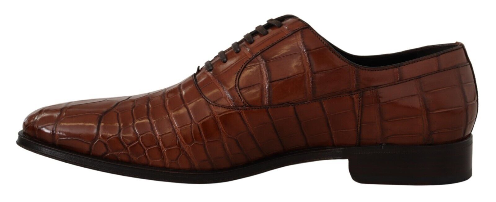Dolce & Gabbana Brown Crocodile Leather Mens Formal Derby Shoes - Whispers Of Wisdom Clothing