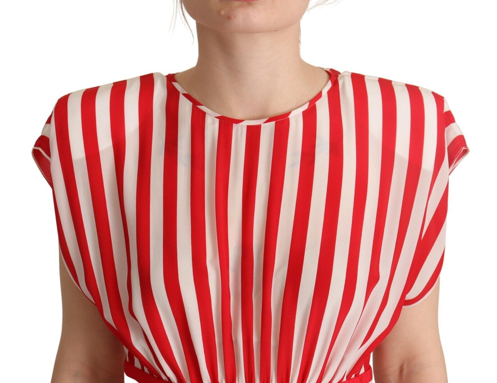 Dolce & Gabbana Red White Stripes Silk Mini A-line Dress - Whispers Of Wisdom Clothing