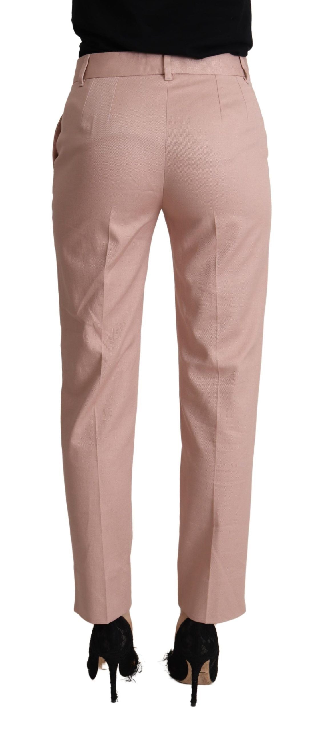 Dolce & Gabbana Pink Cotton Mid Waist Trouser Tapered Pants - Whispers Of Wisdom Clothing
