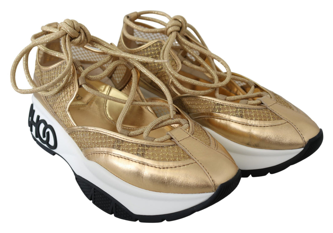 حذاء رياضي من الجلد الشبكي من Jimmy Choo Golden Glamour