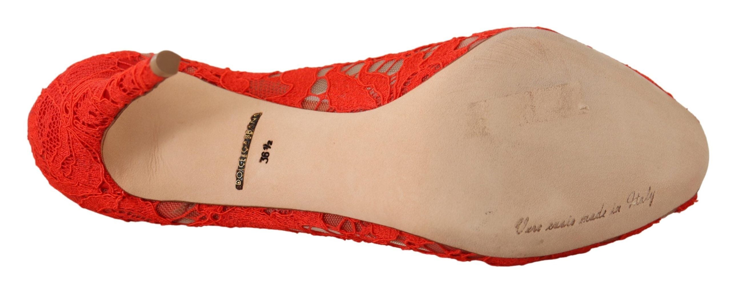 Dolce & Gabbana Red Taormina Lace Crystal Heels Pumps - Whispers Of Wisdom Clothing