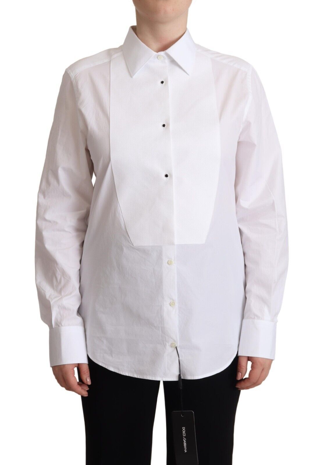 Dolce & Gabbana White Cotton Dress Collared Long Sleeves Shirt Top - Whispers Of Wisdom Clothing
