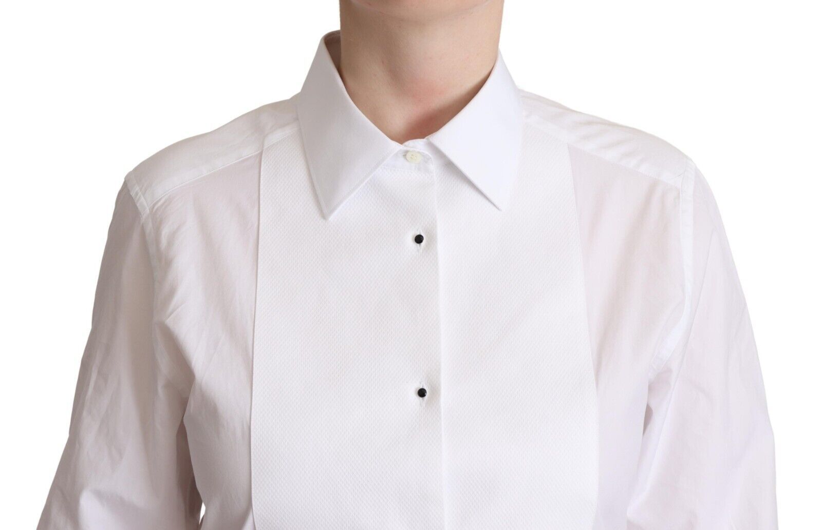 Dolce & Gabbana White Cotton Dress Collared Long Sleeves Shirt Top - Whispers Of Wisdom Clothing