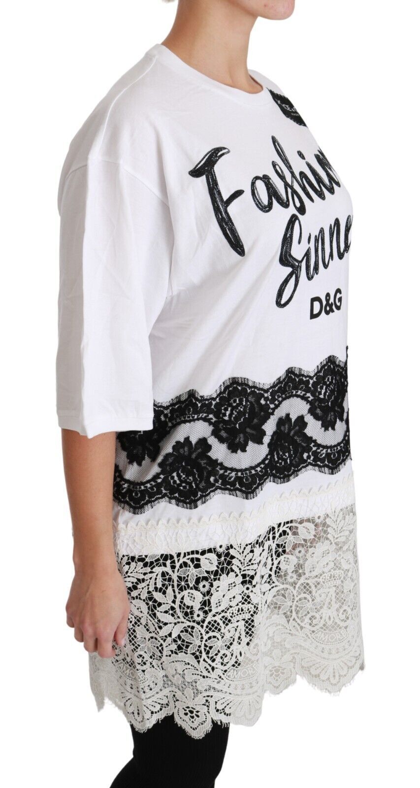 Dolce & Gabbana White Fashion Sinner Cotton Lace T-shirt Top - Whispers Of Wisdom Clothing