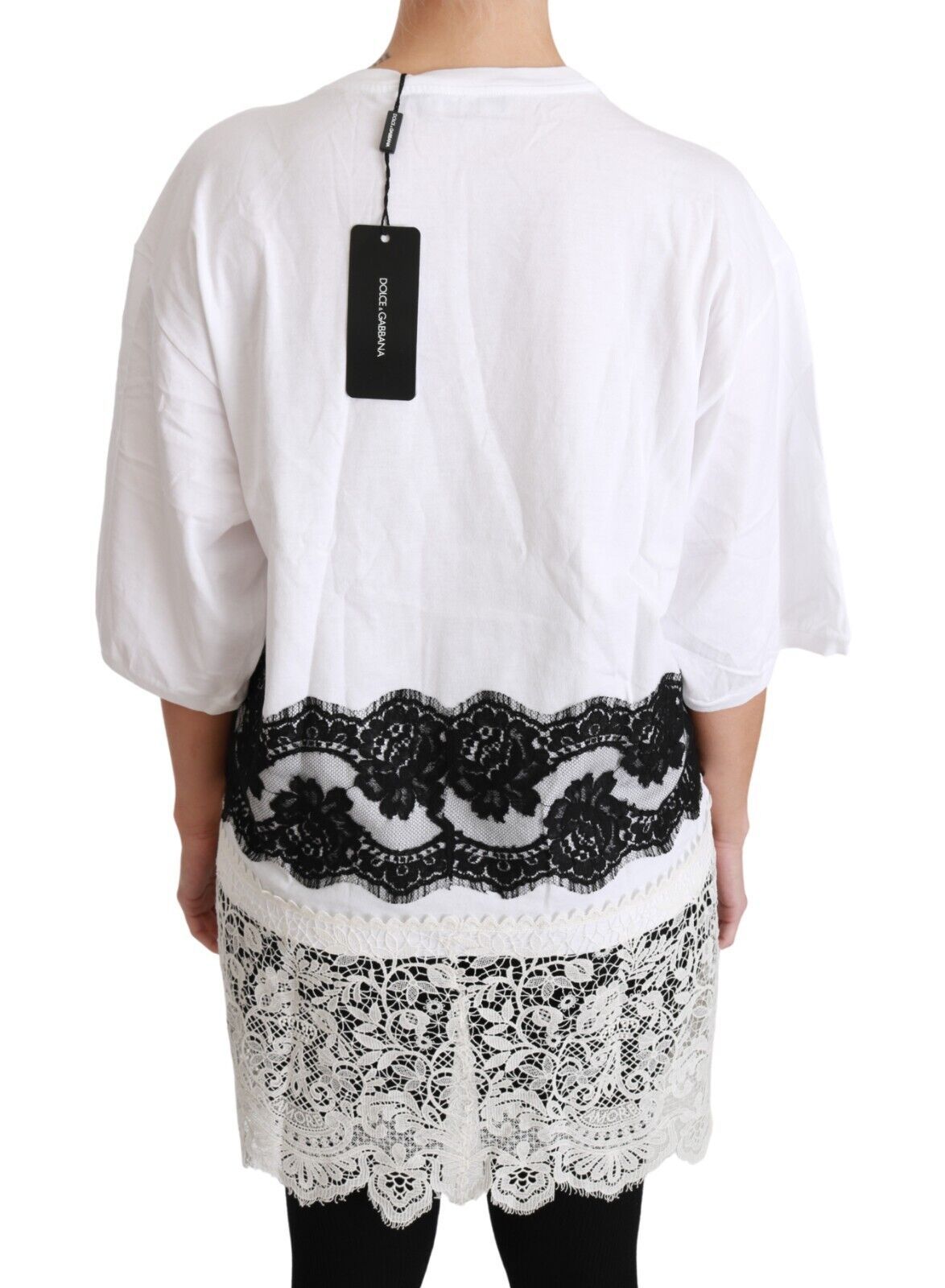 Dolce & Gabbana White Fashion Sinner Cotton Lace T-shirt Top - Whispers Of Wisdom Clothing