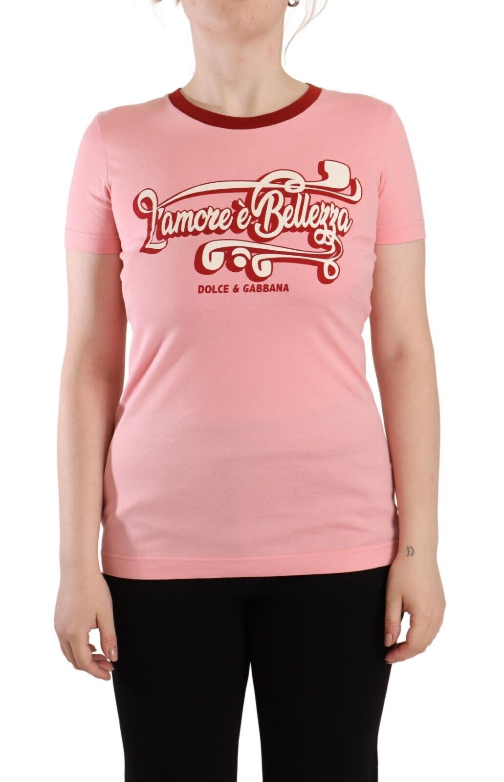 Dolce & Gabbana Pink Cotton Short Sleeves Crewneck T-shirt Top - Whispers Of Wisdom Clothing