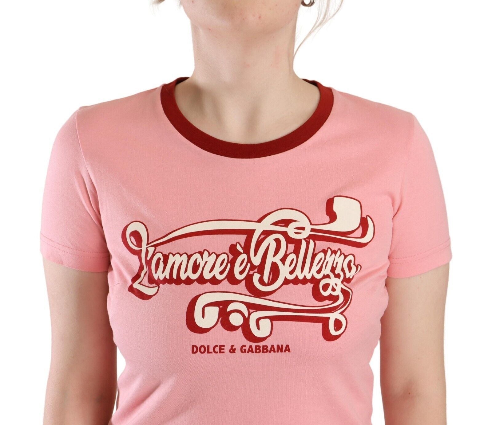 Dolce & Gabbana Pink Cotton Short Sleeves Crewneck T-shirt Top - Whispers Of Wisdom Clothing