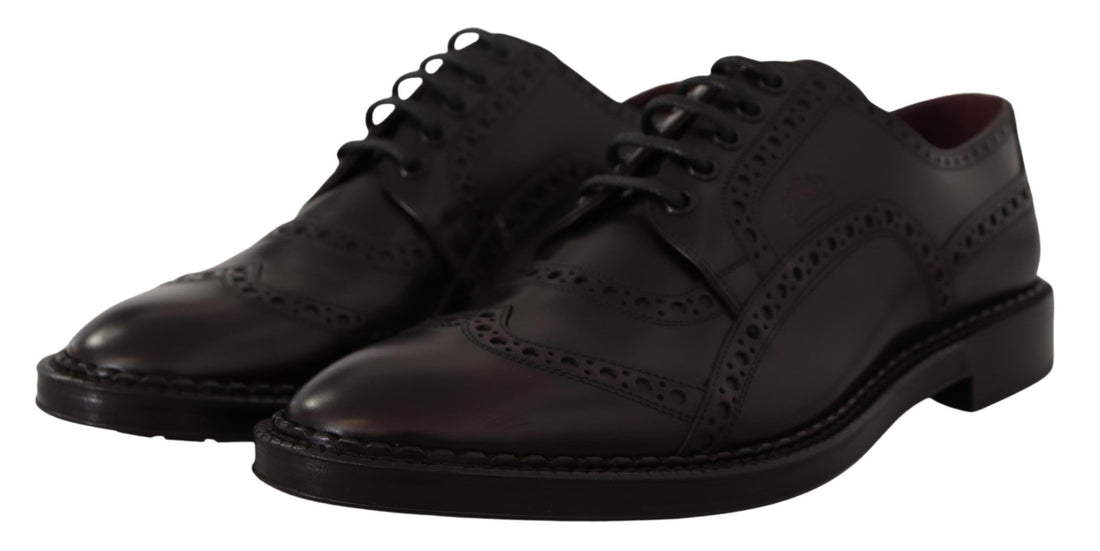 Dolce & Gabbana Purple Leather Oxford Wingtip Formal Shoes - Whispers Of Wisdom Clothing
