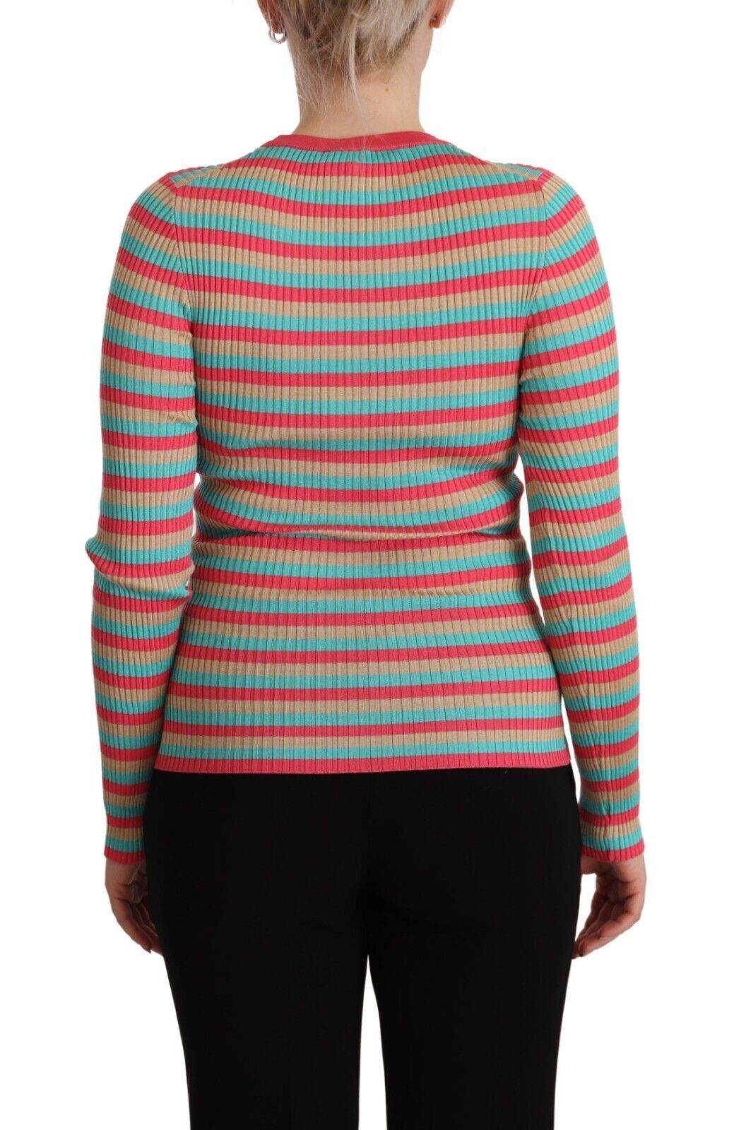 Dolce & Gabbana Multicolor Stripes Silk Crew Neck Pullover Top - Whispers Of Wisdom Clothing