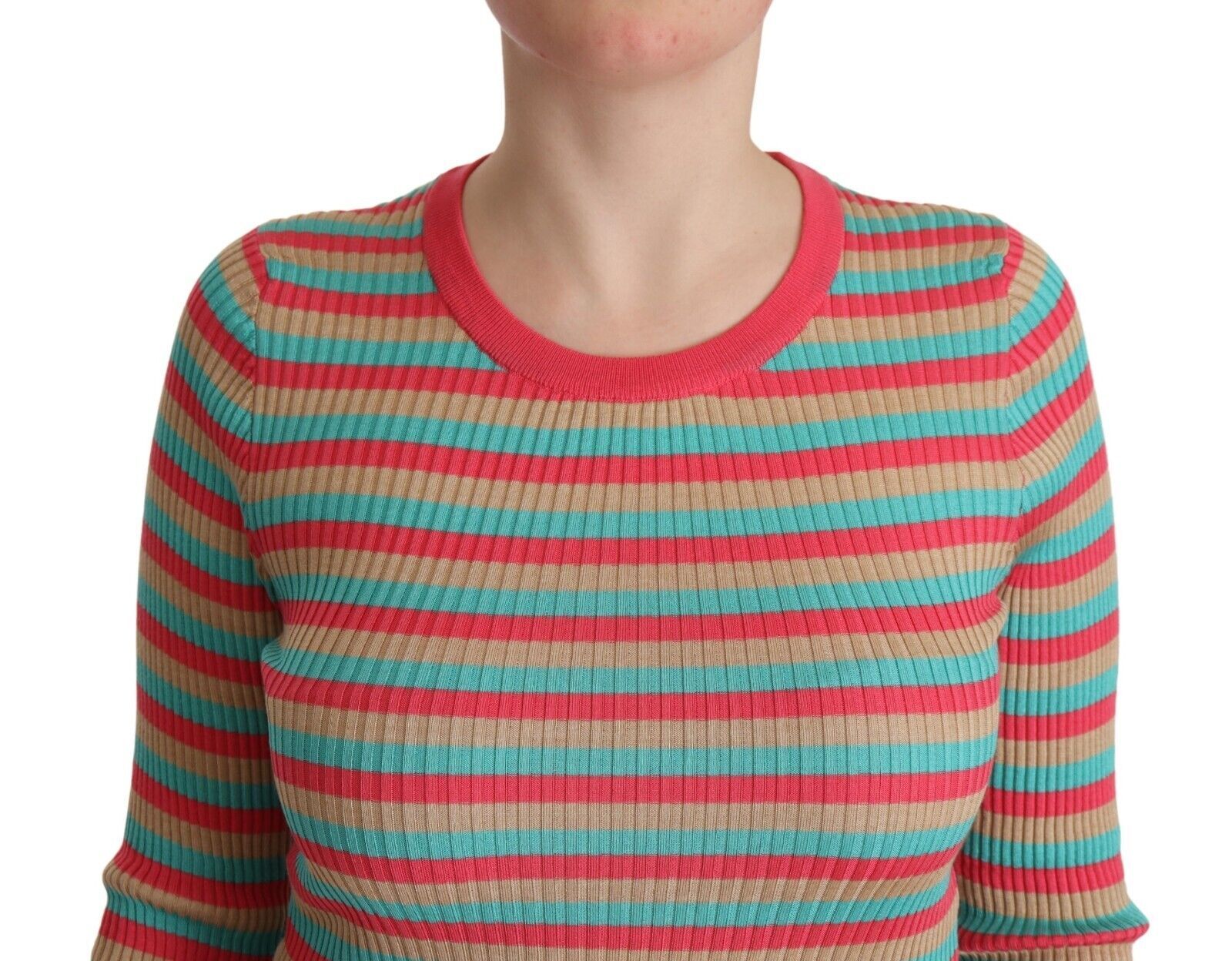 Dolce & Gabbana Multicolor Stripes Silk Crew Neck Pullover Top - Whispers Of Wisdom Clothing