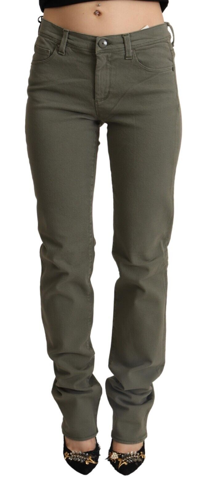 Ermanno Scervino Gray Low Waist Cotton Skinny Denim Trouser Jeans - Whispers Of Wisdom Clothing