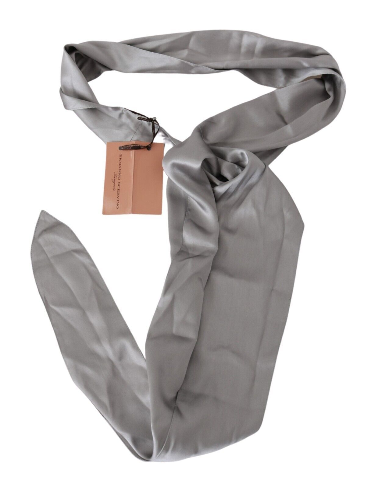 Ermanno Scervino Metallic Silver Silk Neck Wrap Shawl Scarf - Whispers Of Wisdom Clothing