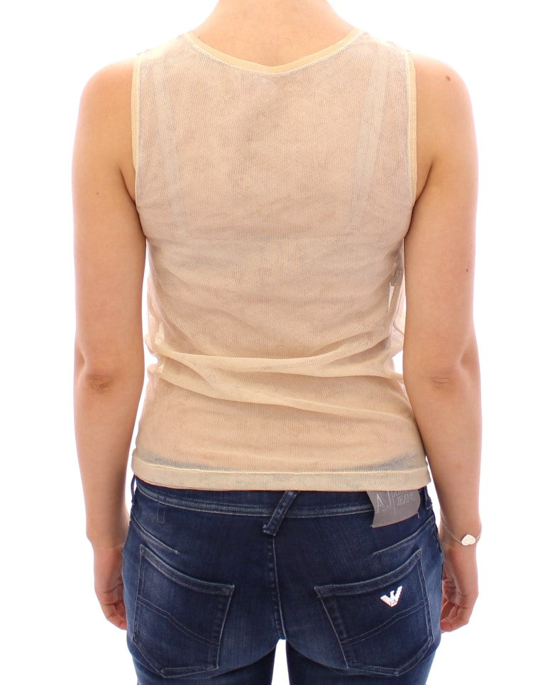 Dolce & Gabbana Beige Sleeveless Cotton Top Tank Blouse - Whispers Of Wisdom Clothing
