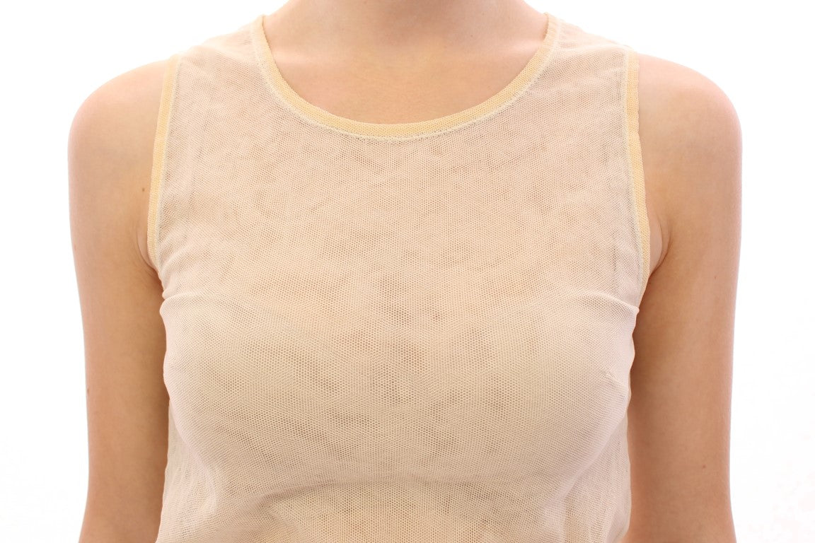 Dolce & Gabbana Beige Sleeveless Cotton Top Tank Blouse - Whispers Of Wisdom Clothing