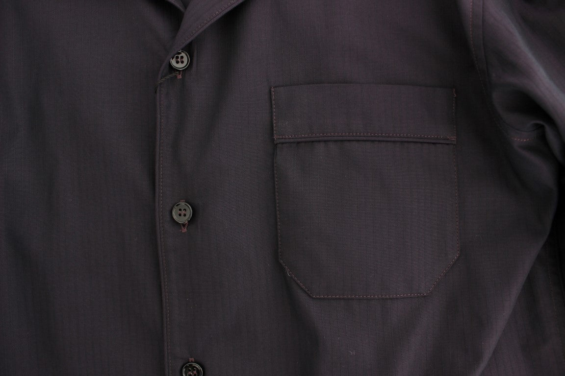 Dolce & Gabbana Purple Striped Cotton Pajama Lounge Shirt - Whispers Of Wisdom Clothing