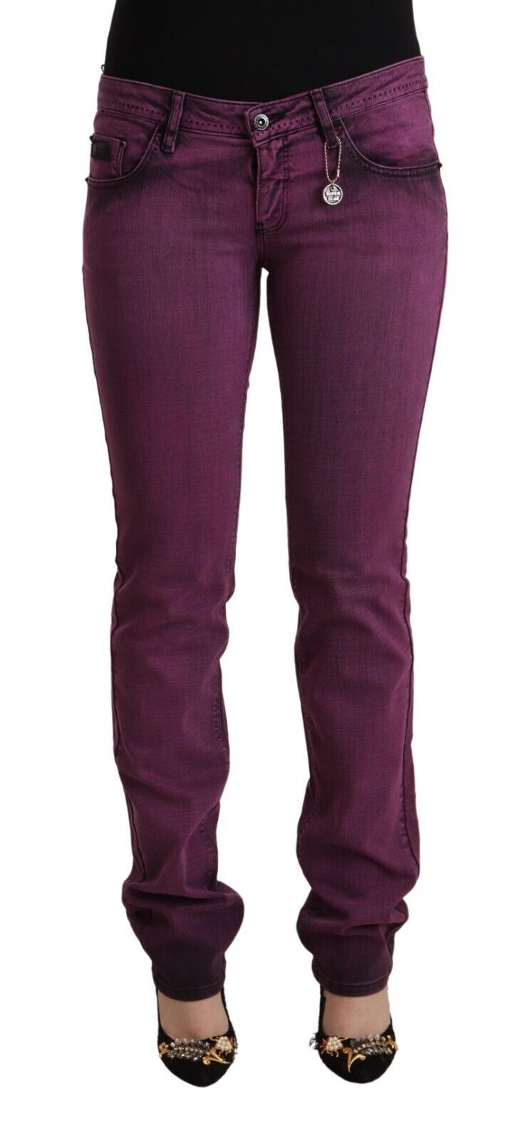 Costume National Purple Cotton Stretch Slim Fit Denim Jeans - Whispers Of Wisdom Clothing