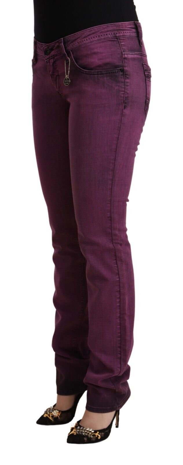 Costume National Purple Cotton Stretch Slim Fit Denim Jeans - Whispers Of Wisdom Clothing