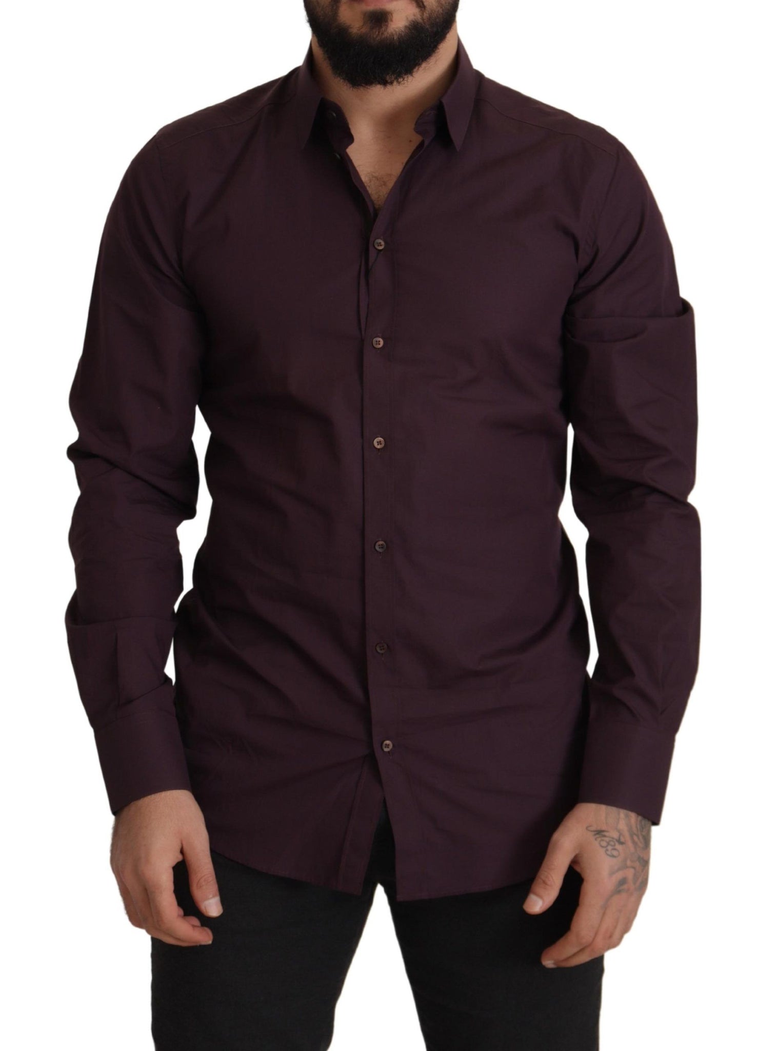 Dolce & Gabbana Purple Cotton GOLD Slim Fit Dress Shirt - Whispers Of Wisdom Clothing