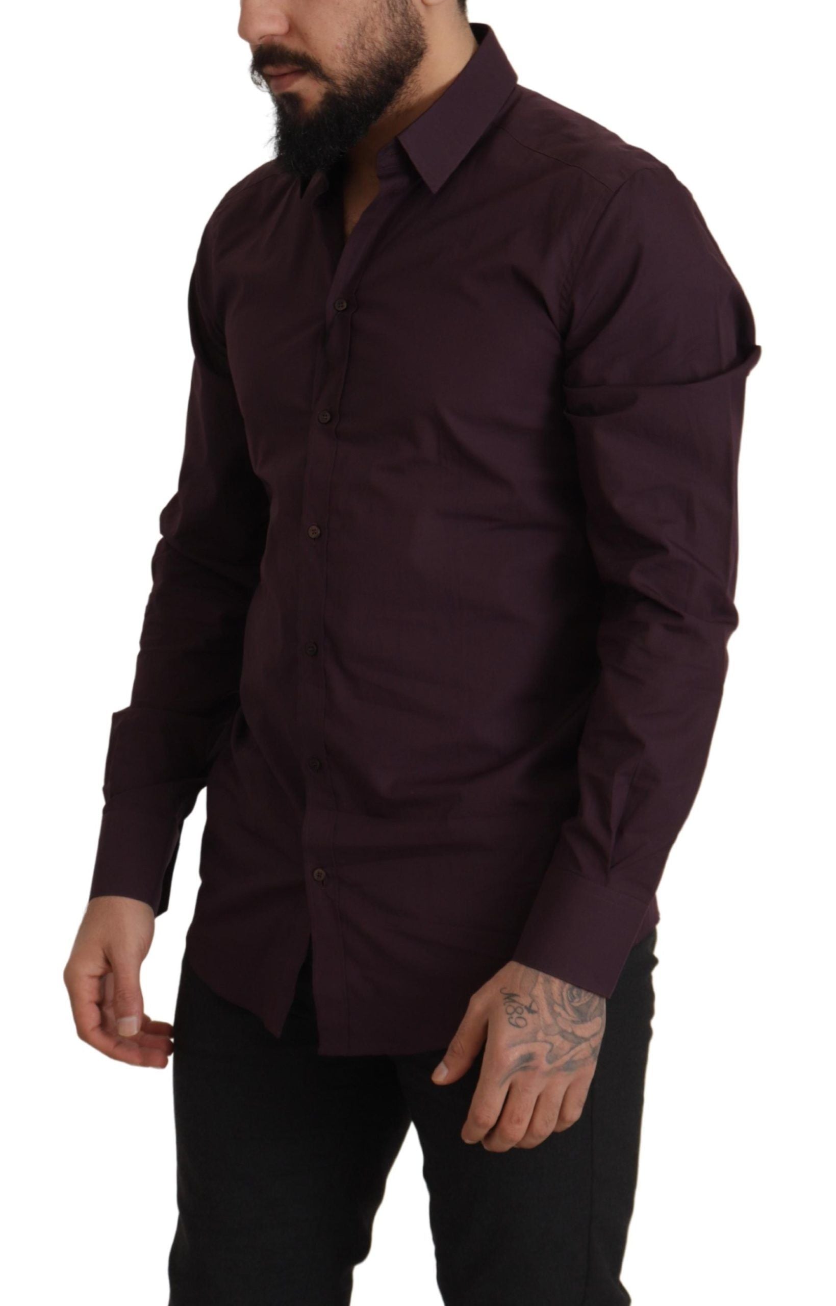 Dolce & Gabbana Purple Cotton GOLD Slim Fit Dress Shirt - Whispers Of Wisdom Clothing
