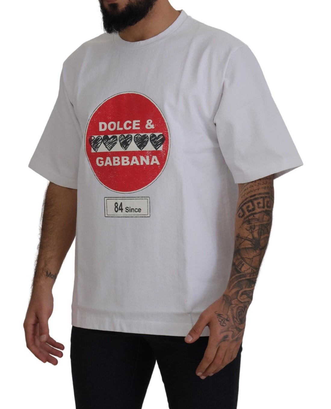 Dolce & Gabbana White Amor Heart Cotton Crewneck T-shirt - Whispers Of Wisdom Clothing