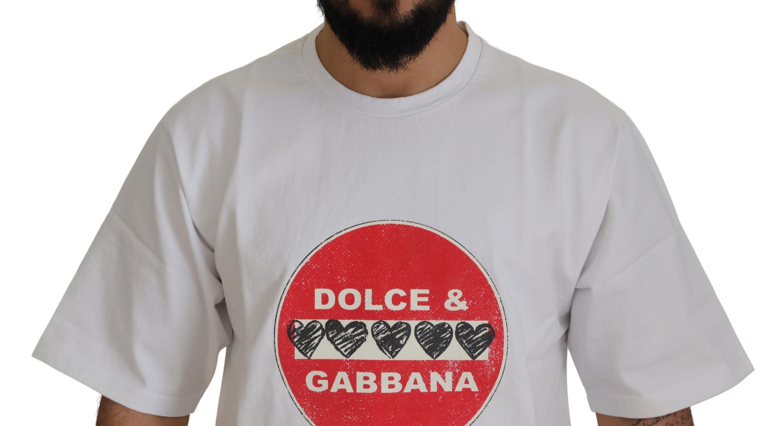 Dolce & Gabbana White Amor Heart Cotton Crewneck T-shirt - Whispers Of Wisdom Clothing