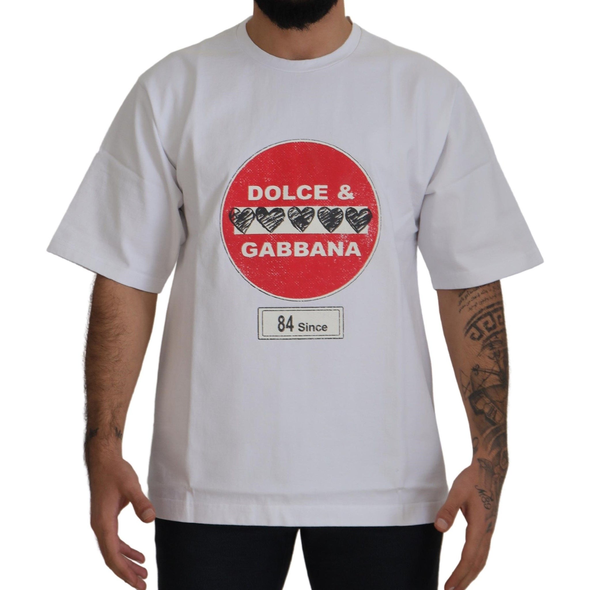 Dolce & Gabbana White Amor Heart Cotton Crewneck T-shirt - Whispers Of Wisdom Clothing