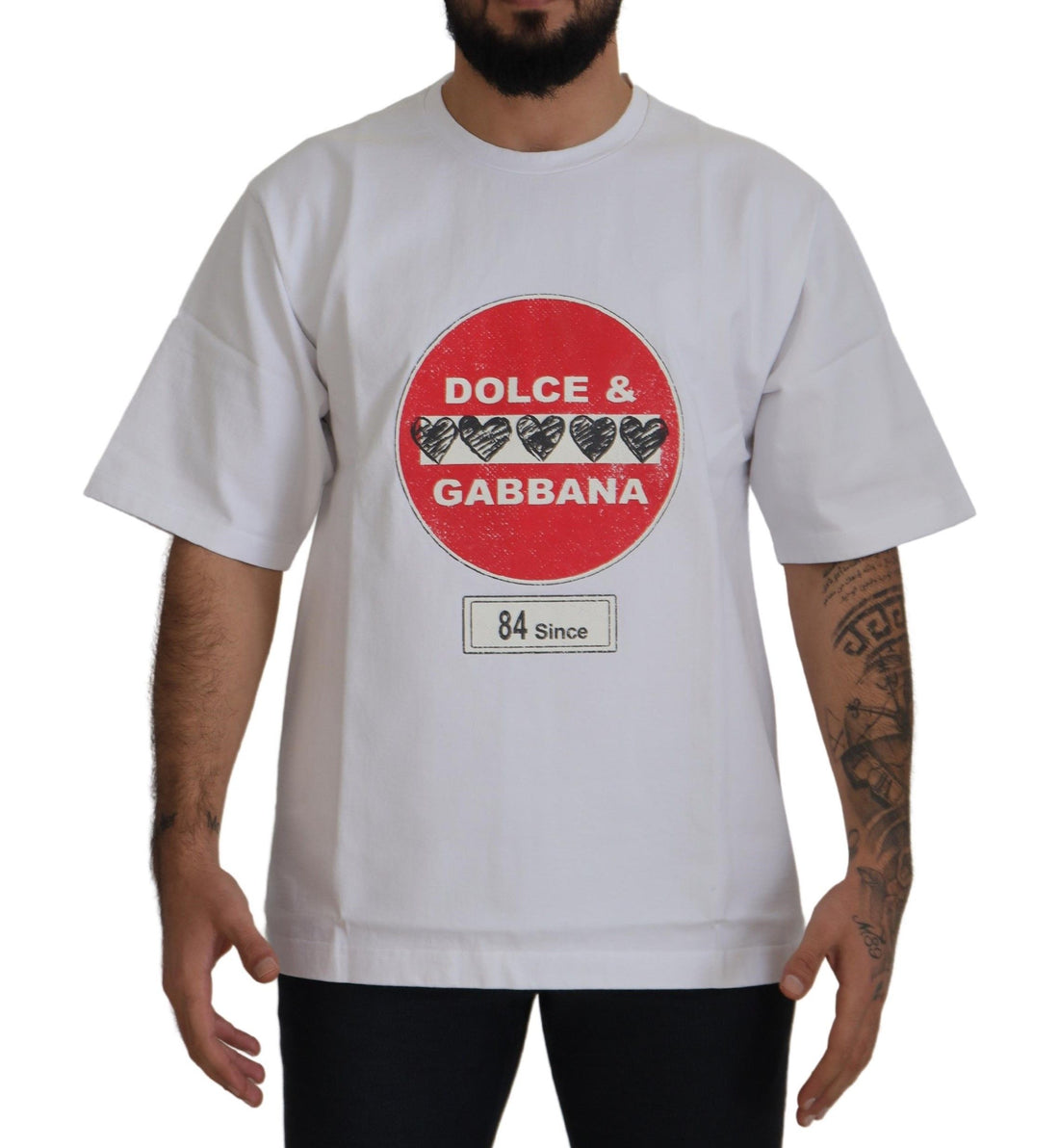 Dolce & Gabbana White Amor Heart Cotton Crewneck T-shirt - Whispers Of Wisdom Clothing