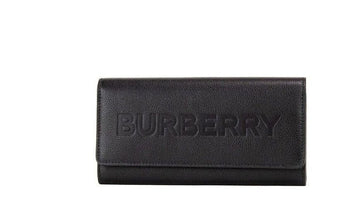 محفظة Burberry Porter المصنوعة من الجلد الأسود المحبب والمزخرفة بشعار العلامة التجارية