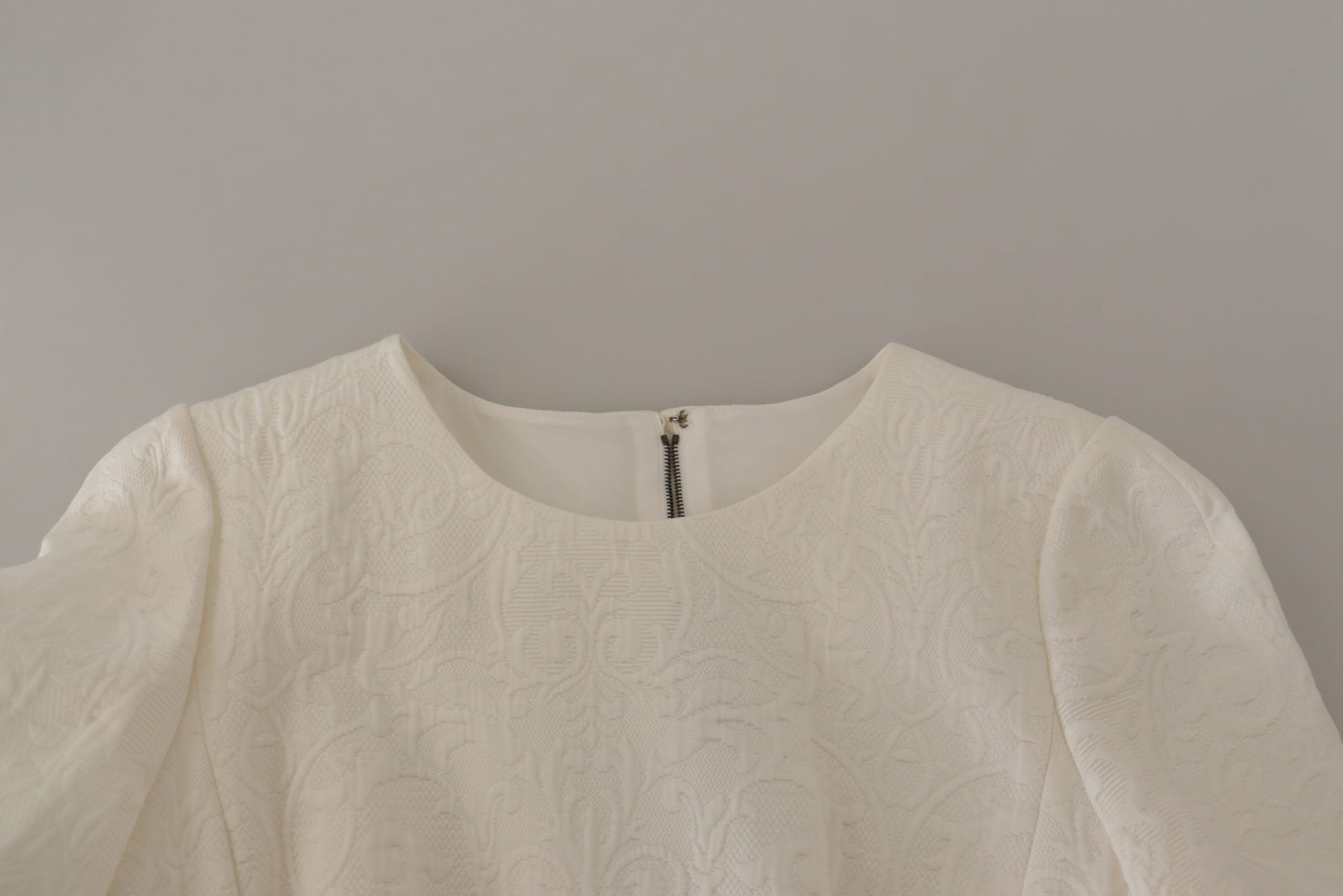 Dolce & Gabbana White Jaquard Midi Floral Sheath Brocade Dress - Whispers Of Wisdom Clothing
