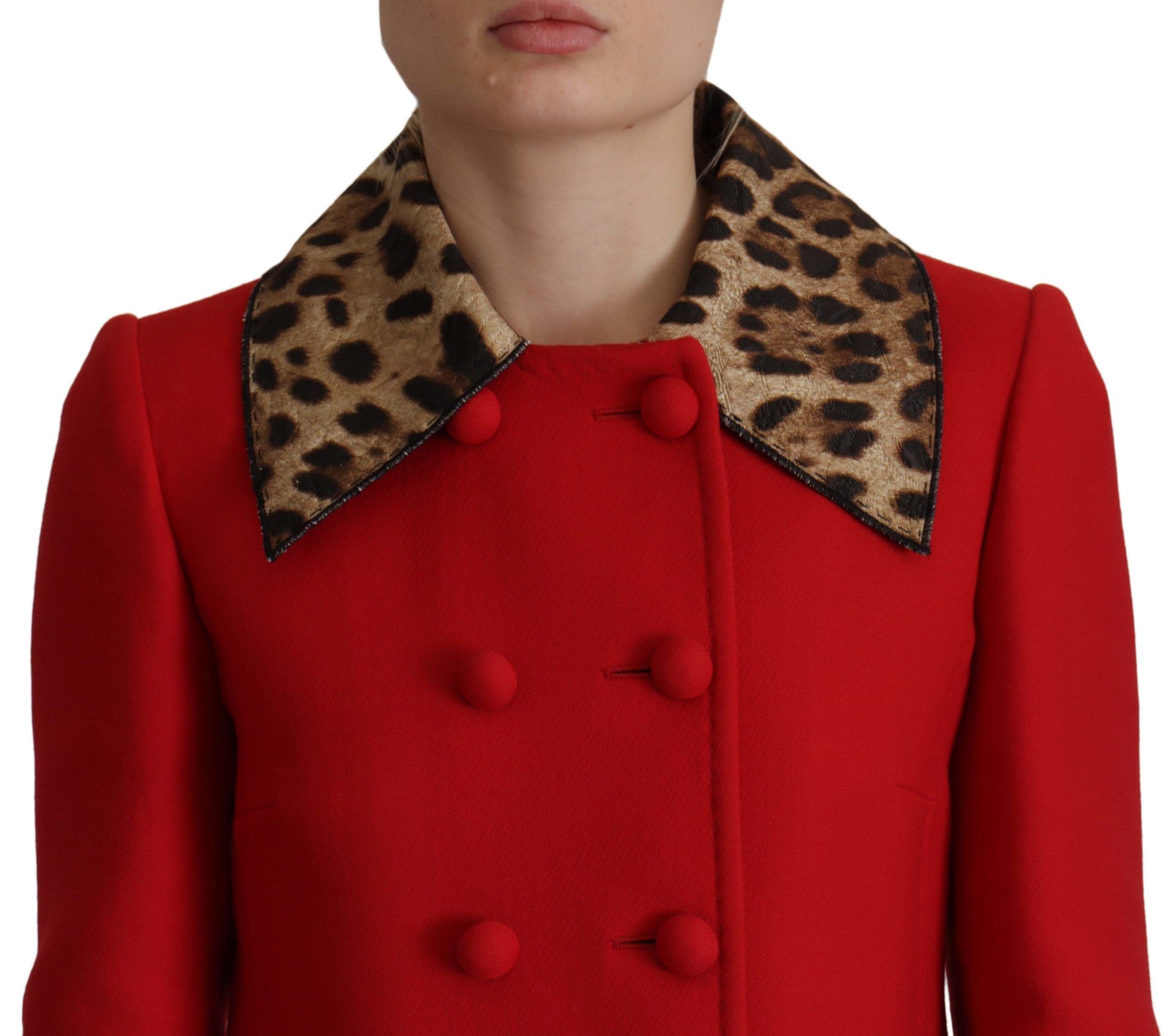 Dolce & Gabbana Red Leopard Wool Trenchcoat Jacket - Whispers Of Wisdom Clothing