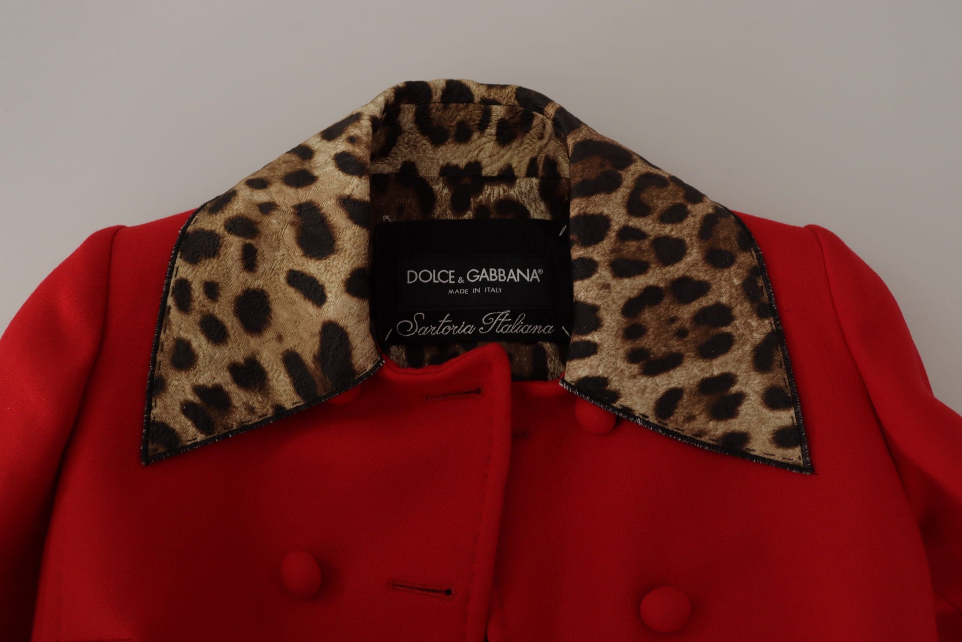 Dolce & Gabbana Red Leopard Wool Trenchcoat Jacket - Whispers Of Wisdom Clothing