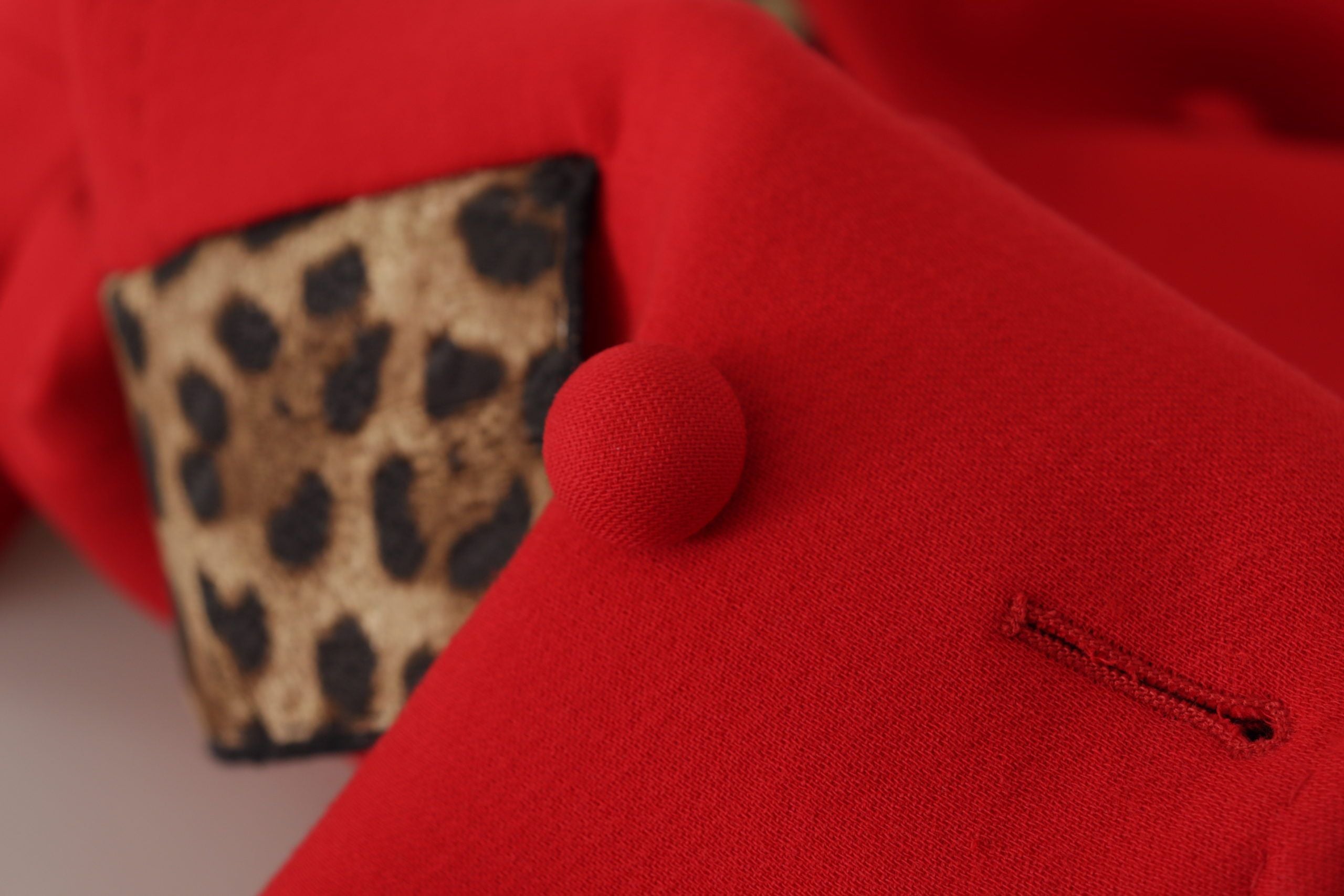 Dolce & Gabbana Red Leopard Wool Trenchcoat Jacket - Whispers Of Wisdom Clothing