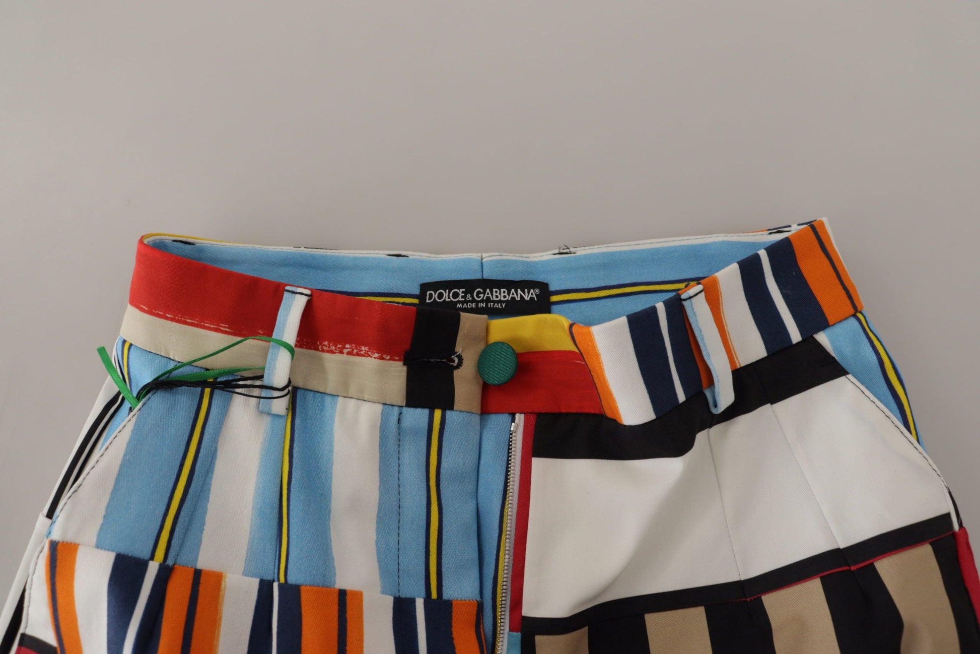 Dolce & Gabbana Multicolor Striped High Waist Cotton Pants - Whispers Of Wisdom Clothing
